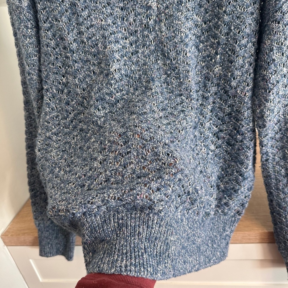 Old Navy V-Neck Pointelle Sweater Women S‎ Spacedye Chevron Open Knit Minimalist - Picture 4 of 9